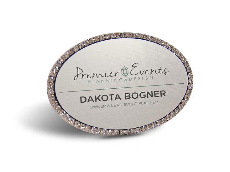 Jeweled Frame Name Badges